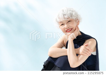 Beauty Senior Woman Sitting Beauty Senior Woman Sitting 115295875