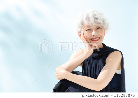 Beauty Senior Woman Sitting Beauty Senior Woman Sitting 115295876