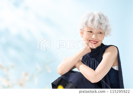 Beauty Senior woman Front blur Beauty Senior woman Front blur 115295922