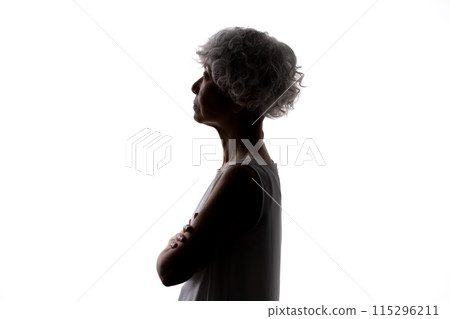 Senior woman silhouette worried Senior woman silhouette worried 115296211