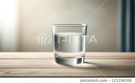 water in a glass on the table 115296306