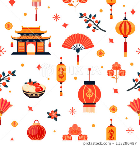 Pattern Chinese New Year Asian Tradition Oriental 115296487