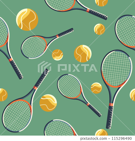 Vector Pattern Sport Game Tennis Ball Racket Club 115296490