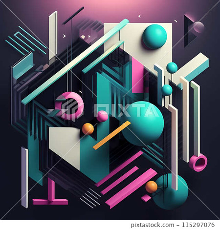 Modern 3D geometric banner, poster, background 115297076