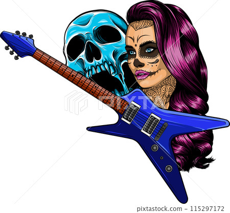 draw colorful Electric guitar vector illustration design draw colorful Electric guitar vector illustration design 115297172