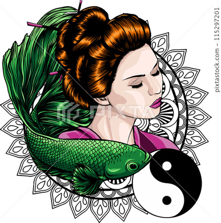 asian head woman Geisha vector illustration design asian head woman Geisha vector illustration design 115297201