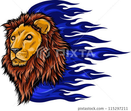 Lion head colorful hand draw vector illustration Lion head colorful hand draw vector illustration 115297211