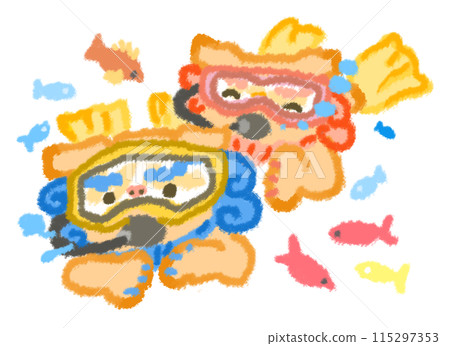 Two Shisa enjoying diving 115297353