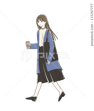 Walking with coffee 115297777