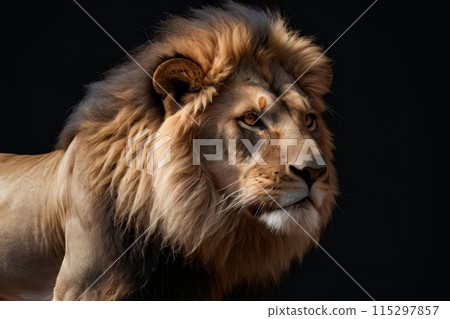 portrait of a formidable tiger, isolated on a black background 115297857