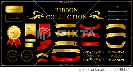 Ribbon ornament design set 115298435