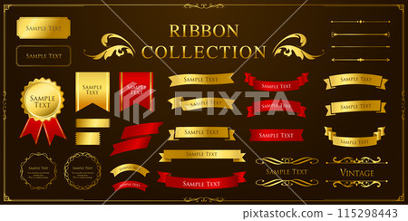 Ribbon ornament design set 115298443