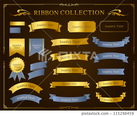Ribbon ornament design set 115298459