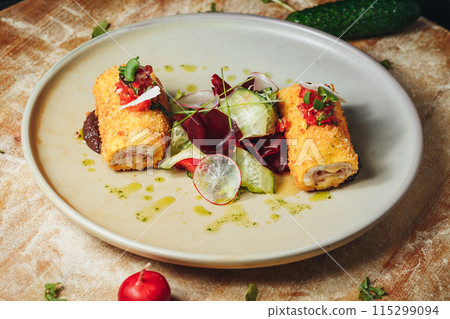 Culinary Delights on a Rustic Table 115299094