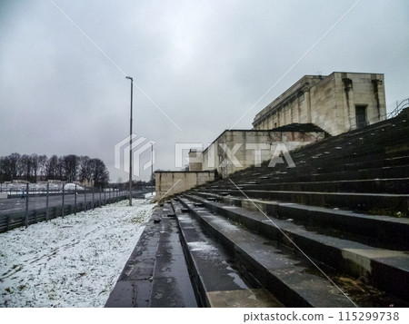 Remnants of the German megalomania in the Third Reich, the main stand on the Zeppelin field in Nuremberg 115299738