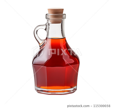 Savor the delicious sweetness of maple syrup, tastefully presented in a stunning glass bottle, ready for your enjoyment and culinary delights., AI Generated 115300038
