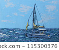 Sailboat in rough water 115300376