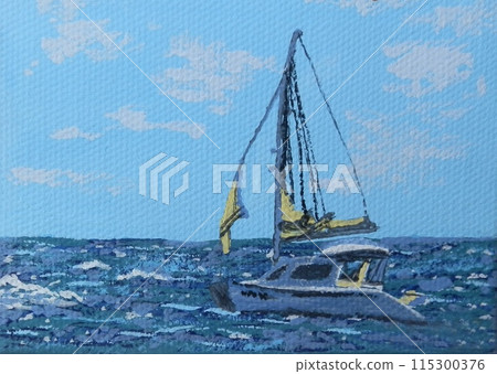 Sailboat in rough water 115300376