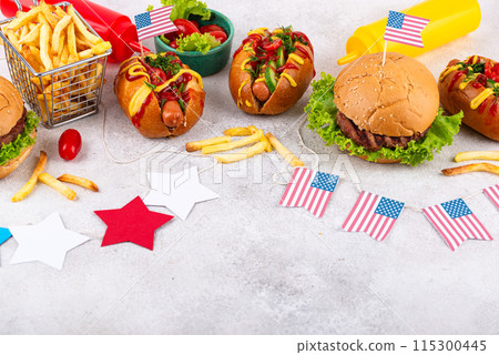 Traditional American food for celebrating July 4 Independence Day Traditional American food for celebrating July 4 Independence Day 115300445