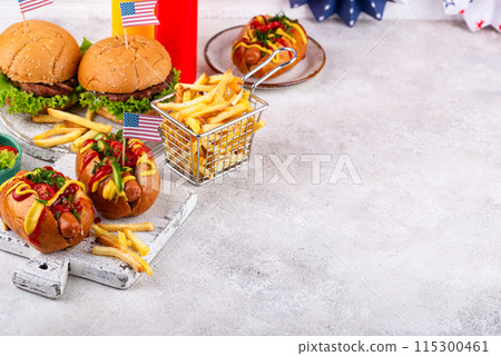 Traditional American food for celebrating July 4 Independence Day Traditional American food for celebrating July 4 Independence Day 115300461