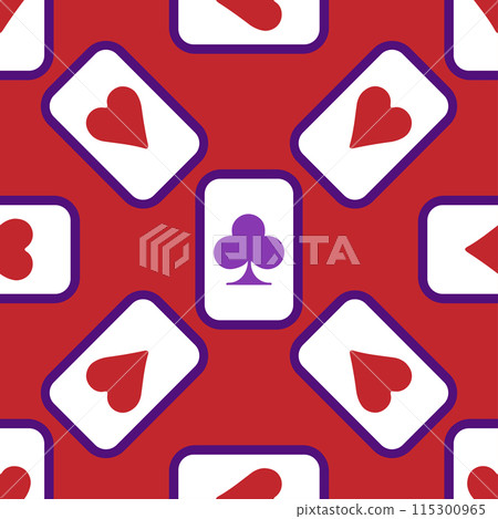 Purple falling playing cards seamless pattern. Poker and Wonderland. Purple falling playing cards seamless pattern. Poker and Wonderland. 115300965