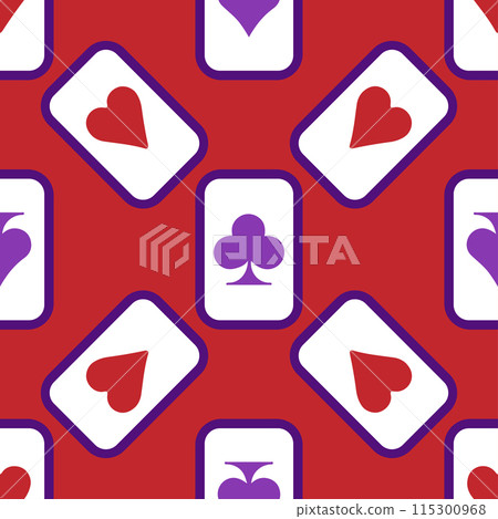 Purple falling playing cards seamless pattern. Poker and Wonderland. Purple falling playing cards seamless pattern. Poker and Wonderland. 115300968