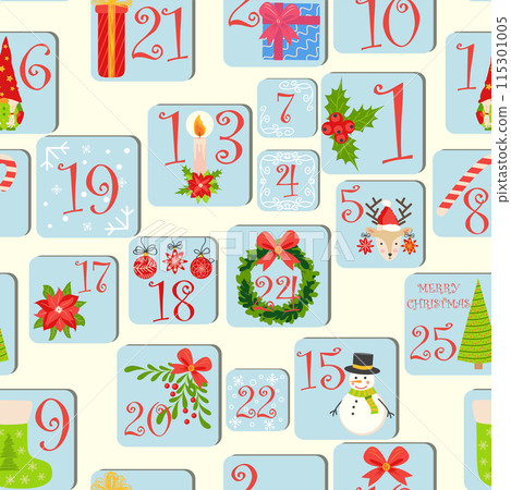 Christmas advent calendar seamless pattern with geometric seamless patterns Christmas advent calendar seamless pattern with geometric seamless patterns 115301005