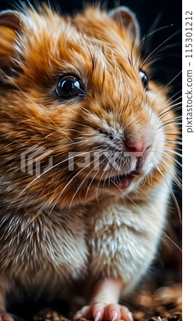 Vertical image of a hamster, close-up, pet 115301212