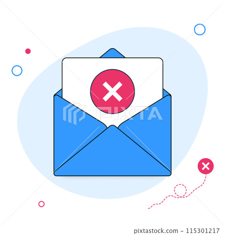Email notification with an error alert inside blue envelope Email notification with an error alert inside blue envelope 115301217