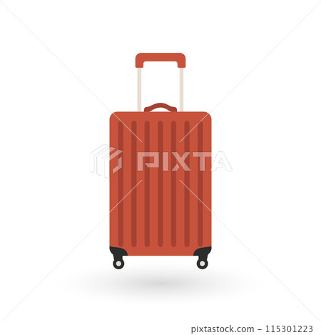 Red rolling suitcase with extended handle 115301223