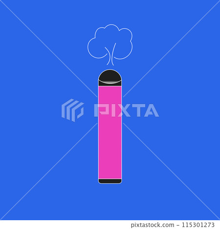 illustration of a vape pen with vapor on a blue background illustration of a vape pen with vapor on a blue background 115301273