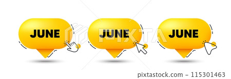 June month icon. Click here buttons. Event schedule Jun date. Meeting appointment planner. June speech bubble chat message. Talk box infographics. Vector June month icon. Click here buttons. Event schedule Jun date. Meeting appointment planner. June speech bubble chat message. Talk box infographics. Vector 115301463