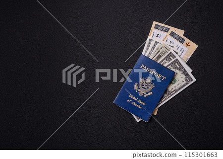 United States of America passport, airline tickets and money United States of America passport, airline tickets and money 115301663