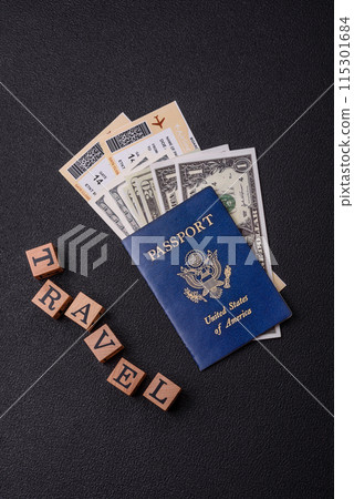 United States of America passport, airline tickets and money United States of America passport, airline tickets and money 115301684