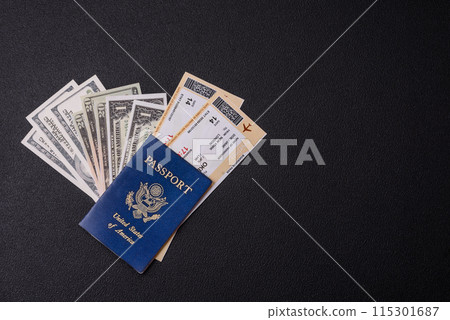 United States of America passport, airline tickets and money United States of America passport, airline tickets and money 115301687