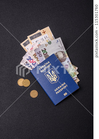 Biometric Ukrainian passport, flight tickets and money 115301760