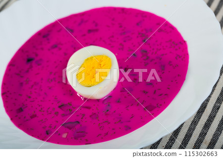 Cold borscht is traditional belarusian dish Cold borscht is traditional belarusian dish 115302663