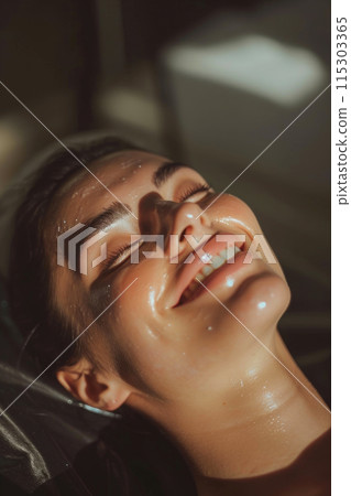 Ethereal Delight: Woman's Joyful Spa Experience 115303365