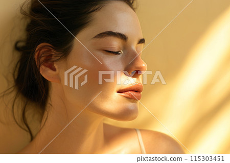 Glowing Elegance: Radiant Woman in Contouring Bliss Glowing Elegance: Radiant Woman in Contouring Bliss 115303451