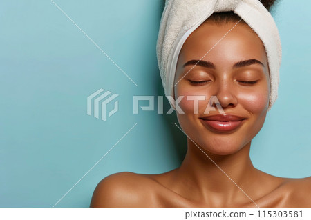 Tranquil Beauty: A Woman Embracing Serenity in Skincare Tranquil Beauty: A Woman Embracing Serenity in Skincare 115303581