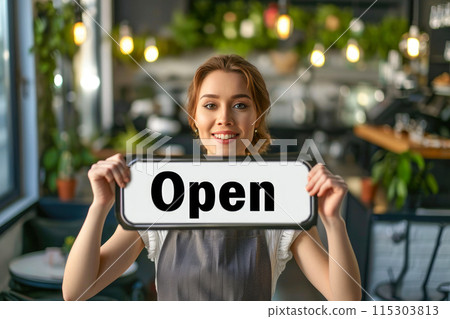 Reviving Hospitality: Open Sign Graces the Hands of a Host Reviving Hospitality: Open Sign Graces the Hands of a Host 115303813