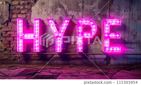 Pink LED Social media hype concept art poster. 115303954