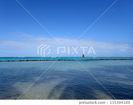 Pahonu Pond (Ancient Hawaiian Fishpond) with Sail boat in the distance Pahonu Pond (Ancient Hawaiian Fishpond) with Sail boat in the distance 115304189
