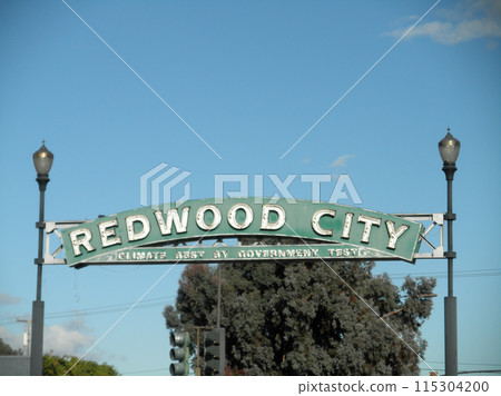 Redwood City - Climate Best By Government Test - Neon Street sign 115304200