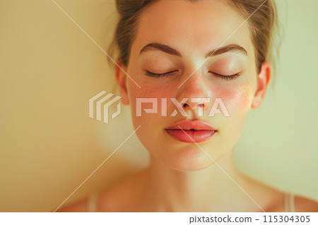 Serenity Captured: Tranquil Facial Bliss in Morning Glow Serenity Captured: Tranquil Facial Bliss in Morning Glow 115304305