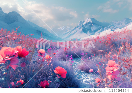 Cyber Garden: Neon Meadows and Digital Peaks 115304334