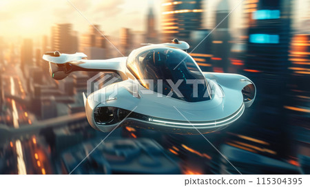 Close-up View of High-Tech Flying Vehicle 115304395
