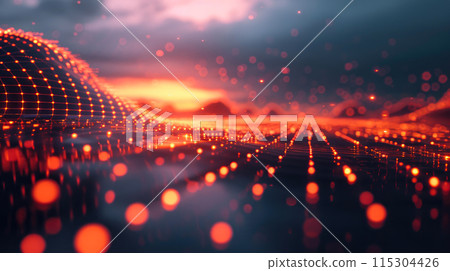 Cityscape Illuminated: Smart Grid in Dusk's Glow Cityscape Illuminated: Smart Grid in Dusk's Glow 115304426