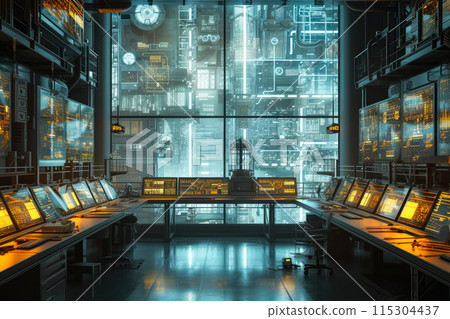 Futuristic Learning Hub: Academy's High-Tech Display 115304437