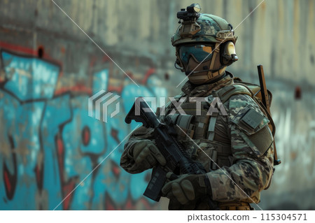 Guardian in Action: Bright Military Scene 115304571